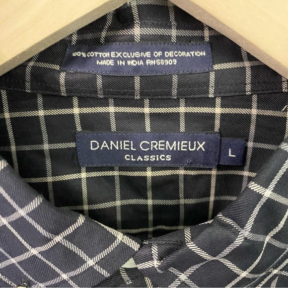 Daniel Cremieux Black with White Plaid Checkered Long Sleeve Shirt - Picture 3 of 4